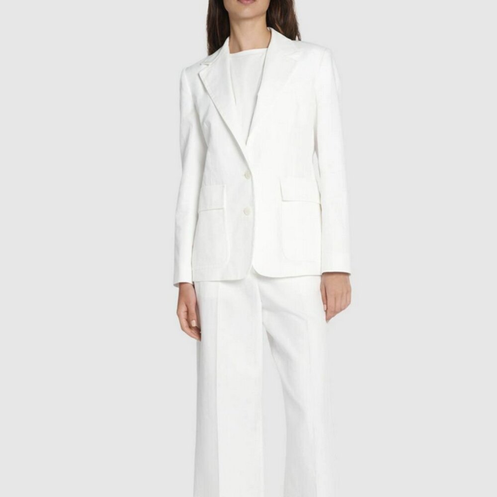 Max Mara Weekend White Cotton Leisure Blazer - size 8